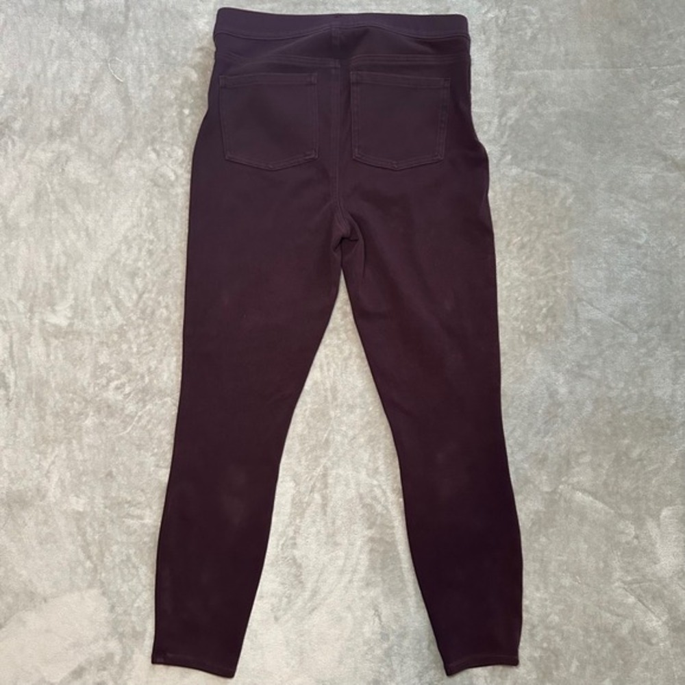 Spanx Jean-ish Leggings Women Size L Crop Ankle Twill Burgundy Slimming Seamless - Picture 3 of 13